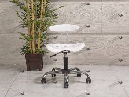 Amortisörlü Çalışma Sandalyesi Plastik Oturaklı - Beyaz - Kromajlı Ayak