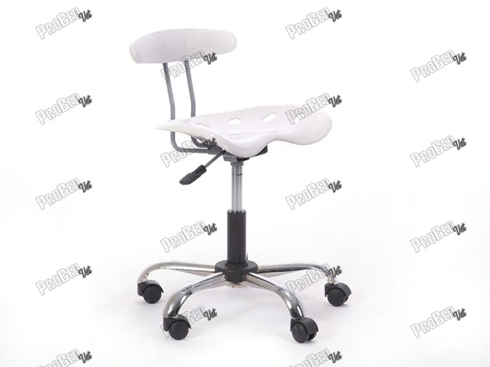 Amortisörlü Çalışma Sandalyesi Plastik Oturaklı - Beyaz - Kromajlı Ayak