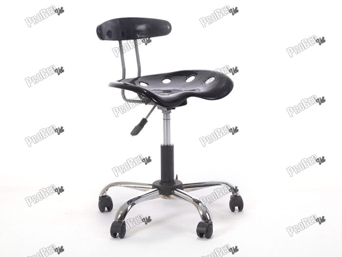 Amortisörlü Çalışma Sandalyesi Plastik Oturaklı - Siyah - Kromajlı Ayak